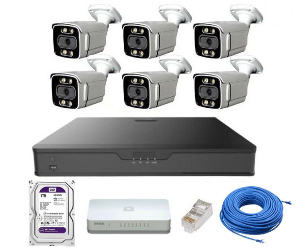 پکیج دوربین مدار بسته 6 عددی پنج مگاپیکسل تحت شبکه IP