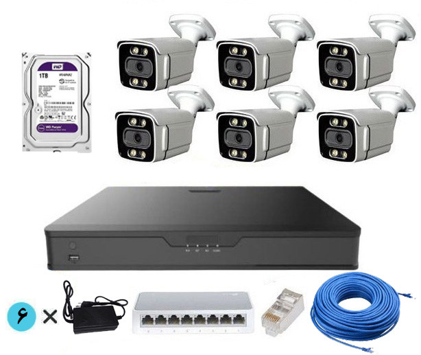 پک 6عددی دوربین مداربسته تحت شبکه 5 مگاپیکسل