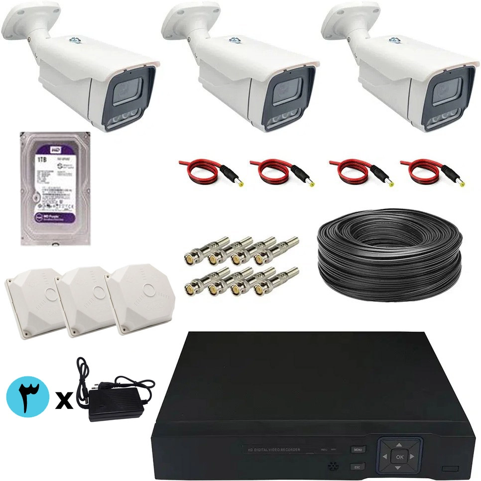 پک 3 عددی دوربین مداربسته 5مگاپیکسل اچ دی Lingotech